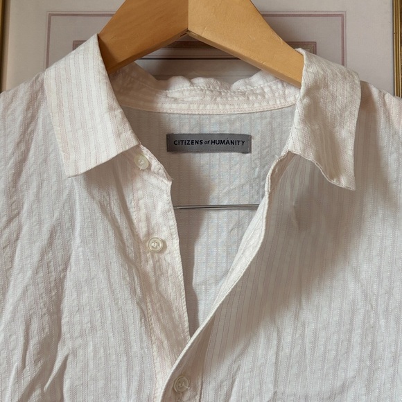 Citizens Of Humanity Ines Pleat Half Sleeve Shirt in Flora Stripe Medium - Picture 5 of 8